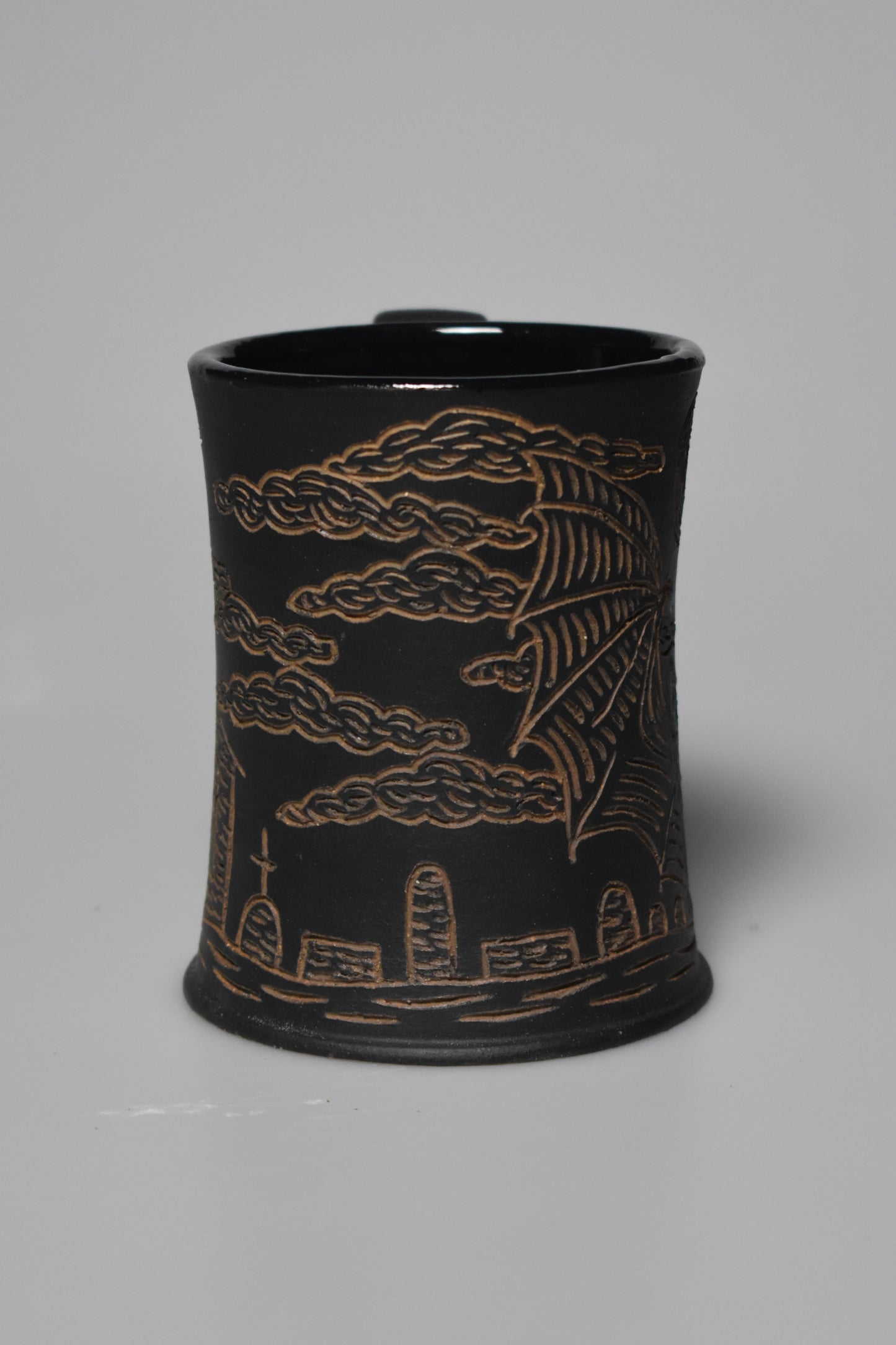 Wild Clay Bat Mug (Design 2) 10-14oz - Matte Black