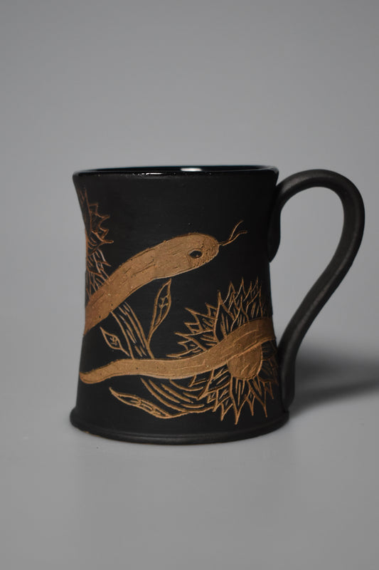 Wild Clay Snake Mug - Matte Black 10-14oz